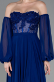 Long Sax Blue Chiffon Evening Dress ABU3265