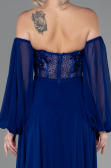 Long Sax Blue Chiffon Evening Dress ABU3265