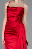 Long Red Satin Prom Gown ABU3267