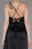 Long Black Satin Prom Gown ABU3267
