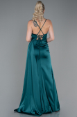 Long Emerald Green Satin Prom Gown ABU3267