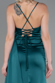 Long Emerald Green Satin Prom Gown ABU3267