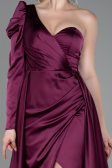 Plum Long Satin Evening Dress ABU1715