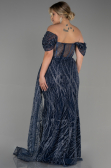 Navy Blue Long Plus Size Evening Dress ABU3097