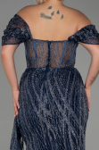 Navy Blue Long Plus Size Evening Dress ABU3097