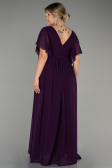 Long Dark Purple Chiffon Plus Size Evening Dress ABU3276