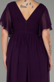 Long Dark Purple Chiffon Plus Size Evening Dress ABU3276