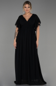 Long Black Chiffon Plus Size Evening Dress ABU3276