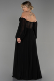 Long Black Chiffon Plus Size Evening Dress ABU3266