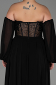 Long Black Chiffon Plus Size Evening Dress ABU3266