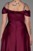 Long Plum Satin Plus Size Evening Dress ABU3277