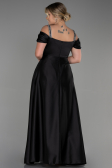 Long Black Satin Plus Size Evening Dress ABU3277