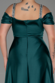 Long Emerald Green Satin Plus Size Evening Dress ABU3277