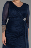Long Navy Blue Plus Size Evening Dress ABU3279
