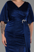 Long Sax Blue Plus Size Evening Dress ABU3282