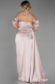 Beige Long Satin Plus Size Evening Dress ABU1626