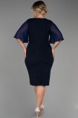 Midi Navy Blue Plus Size Evening Dress ABK1826