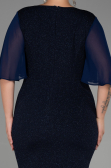 Midi Navy Blue Plus Size Evening Dress ABK1826