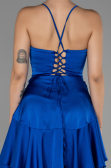 Short Sax Blue Satin Invitation Dress ABK1843