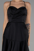 Short Black Satin Invitation Dress ABK1843
