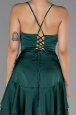 Short Emerald Green Satin Invitation Dress ABK1843
