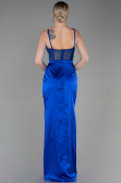 Long Sax Blue Satin Evening Dress ABU3312