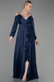 Long Navy Blue Satin Evening Dress ABU2339