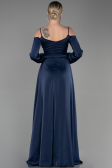 Long Navy Blue Satin Evening Dress ABU2339