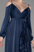 Long Navy Blue Satin Evening Dress ABU2339