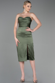 Midi Olive Drab Satin Invitation Dress ABK1845
