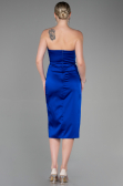 Midi Sax Blue Satin Invitation Dress ABK1845
