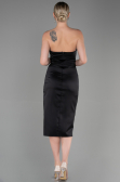 Midi Black Satin Invitation Dress ABK1845