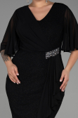 Midi Black Plus Size Evening Dress ABK1826