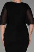 Midi Black Plus Size Evening Dress ABK1826