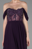 Long Dark Purple Chiffon Evening Dress ABU3310