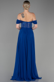 Long Sax Blue Chiffon Evening Dress ABU3310