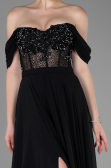 Long Black Chiffon Evening Dress ABU3310