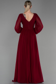 Burgundy Long Chiffon Evening Dress ABU1702