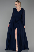 Navy Blue Long Chiffon Evening Dress ABU1702