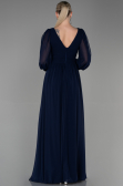 Navy Blue Long Chiffon Evening Dress ABU1702