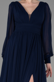 Navy Blue Long Chiffon Evening Dress ABU1702