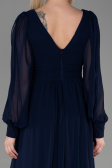 Navy Blue Long Chiffon Evening Dress ABU1702