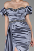 Long Grey Satin Evening Dress ABU3331