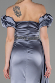 Long Grey Satin Evening Dress ABU3331