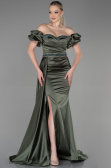 Long Olive Drab Satin Evening Dress ABU3331