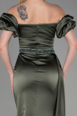 Long Olive Drab Satin Evening Dress ABU3331