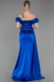Long Sax Blue Satin Evening Dress ABU3331
