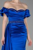 Long Sax Blue Satin Evening Dress ABU3331