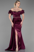 Long Cherry Colored Satin Evening Dress ABU3331