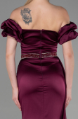 Long Cherry Colored Satin Evening Dress ABU3331